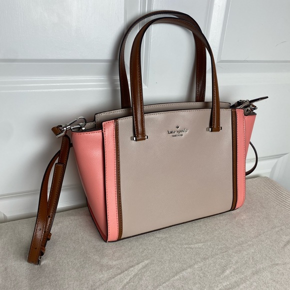 kate spade Handbags - Kate Spade Geraldine Pink and Tan Leather Satchel Bag